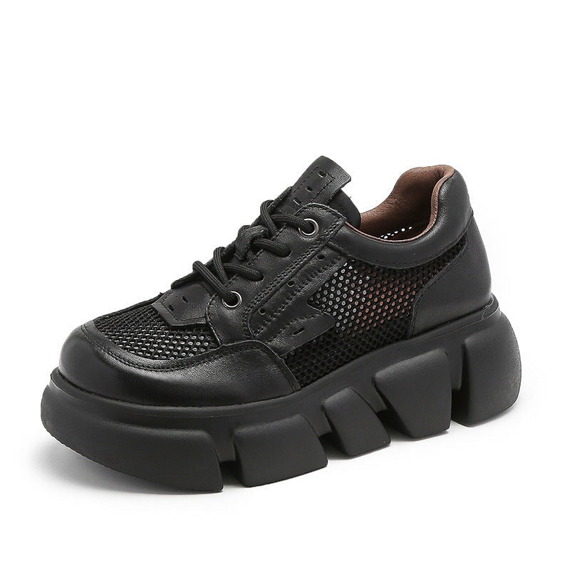 und Mesh Low-Top Plateau Sneakers zum Schnüren