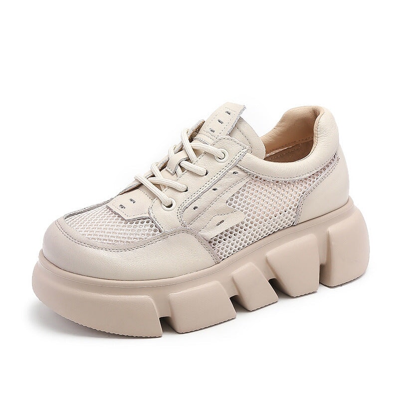 und Mesh Low-Top Plateau Sneakers zum Schnüren