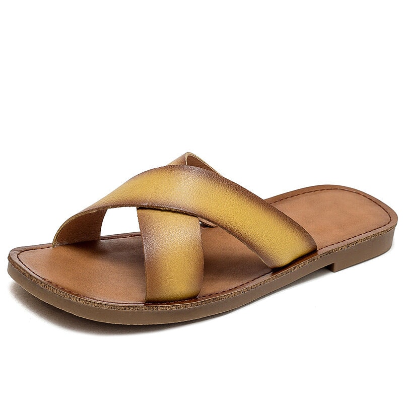 Cross Strap Slide Sandals Flat Slippers