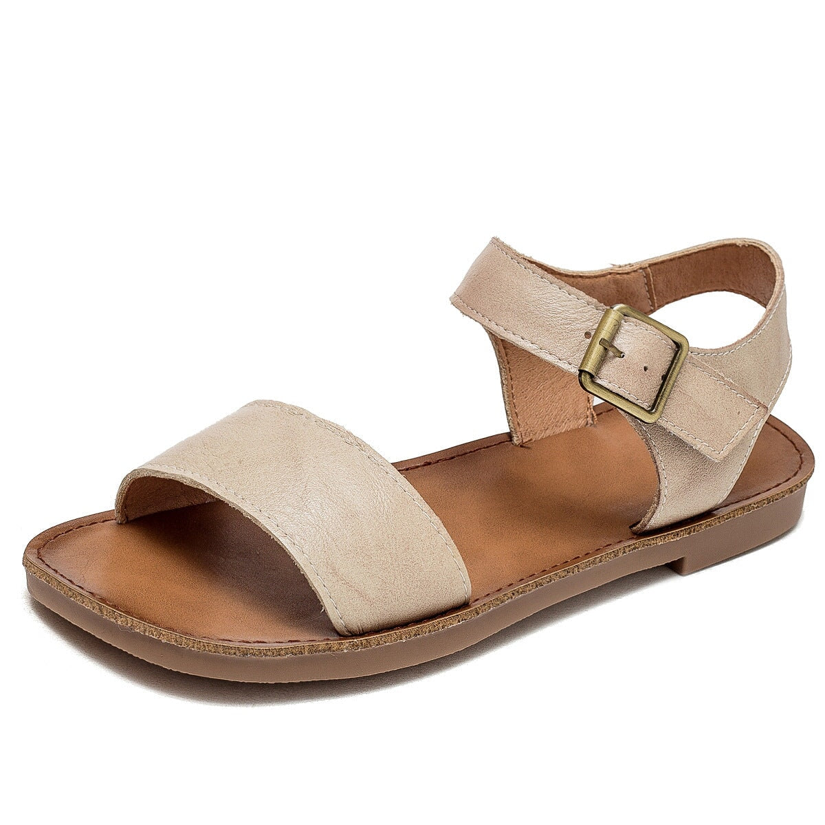 Classic Sandals Flat Ankle Strap Side Buckle