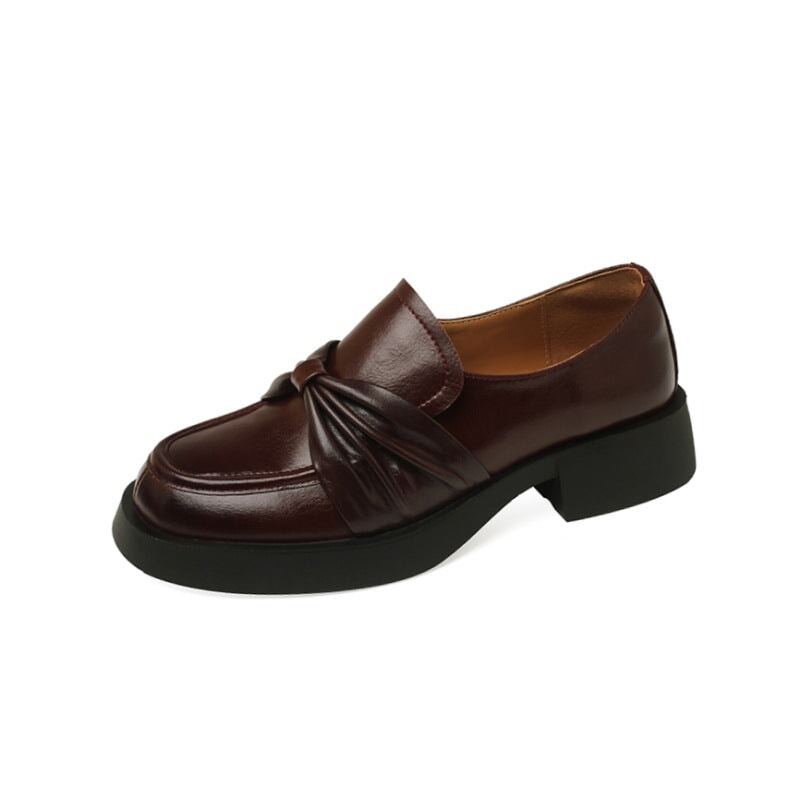 Bow Detail Chunky Loafers Soft Round Toe Handmade