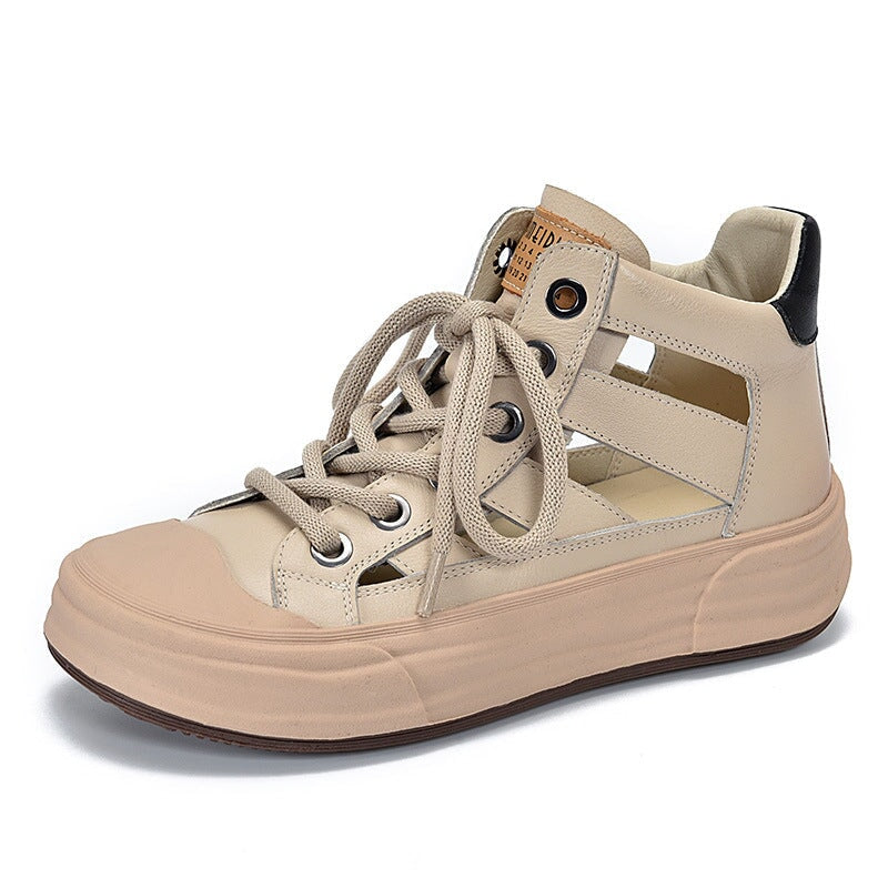 Rubber Toecap Sneakers High-top Lace Up