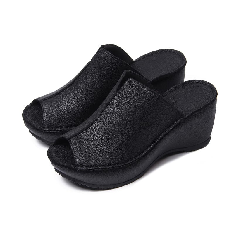 Genuine Wedge Sandals Peep Toe Slingbacks