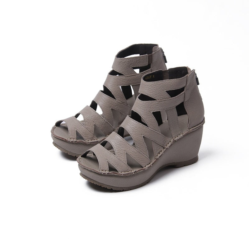 Handgemachte Gladiator Sandalen Retro Peep Toe Wedges