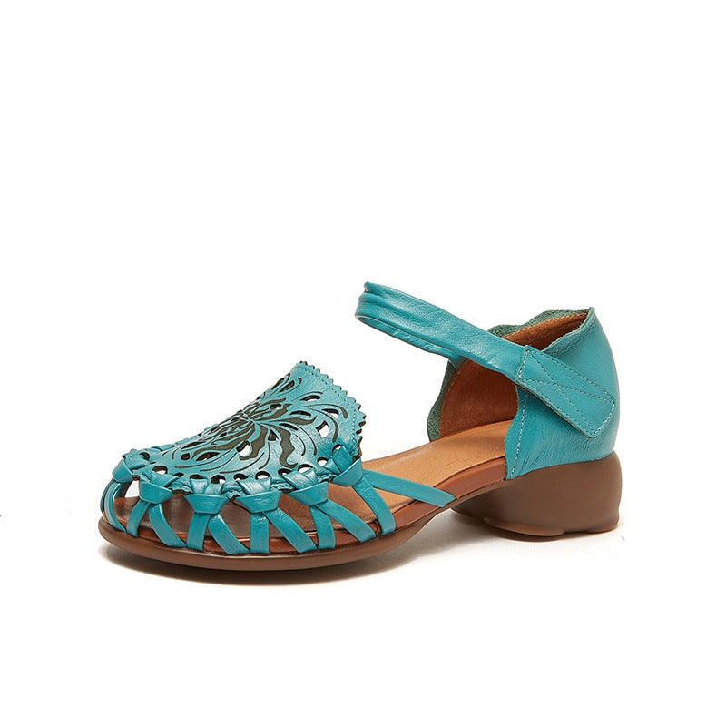 Retro Woven Sandals Soft Bottom Blue/Grey