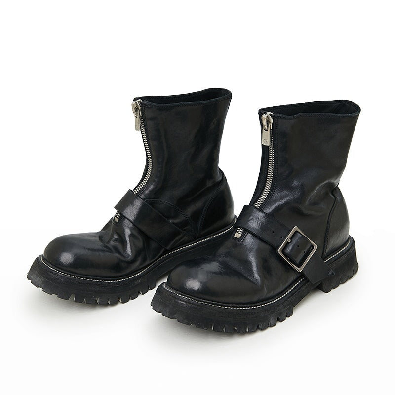 Front Zip Horse Combat Boots Sweet and Cool Ankle Boots