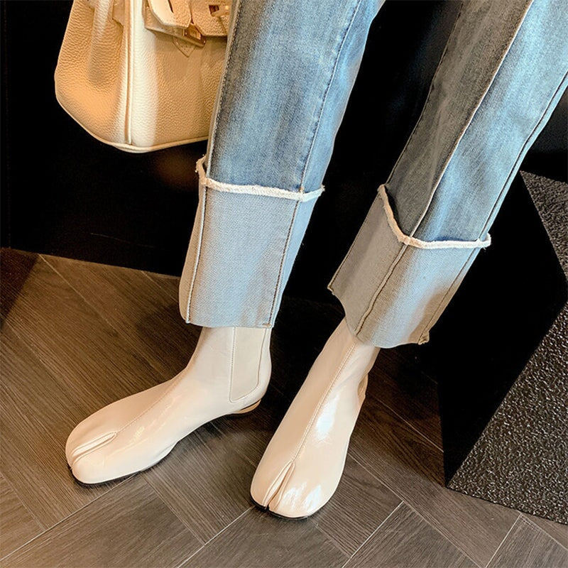 Handmade Retro Split Toe Chelsea Boots Ankle Boots Black/Coffee/Beige