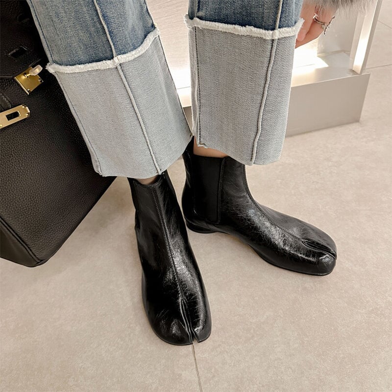 Handmade Retro Split Toe Chelsea Boots Ankle Boots Black/Coffee/Beige