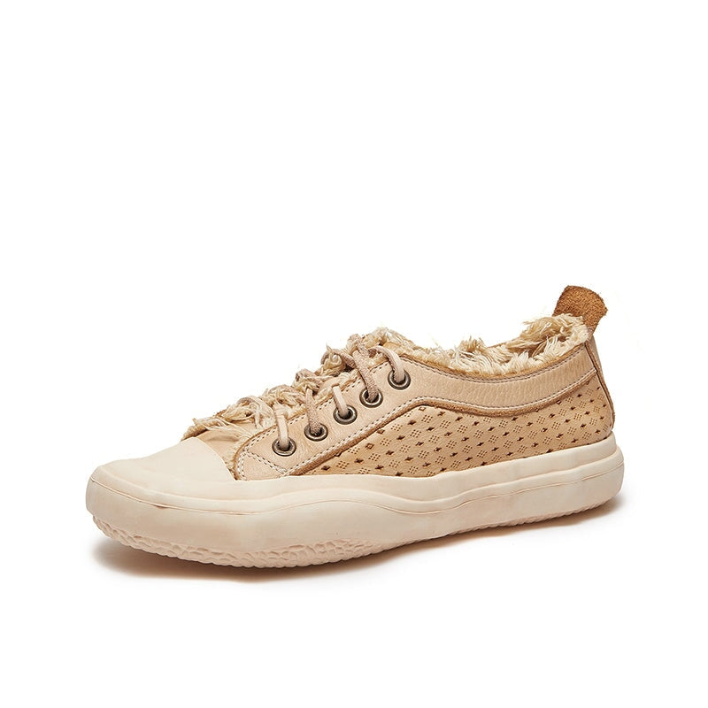 Flatform Low-top Perforated Sneakers Fringed Detail