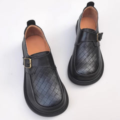 Big Toe Woven Grain Loafers with Buckle