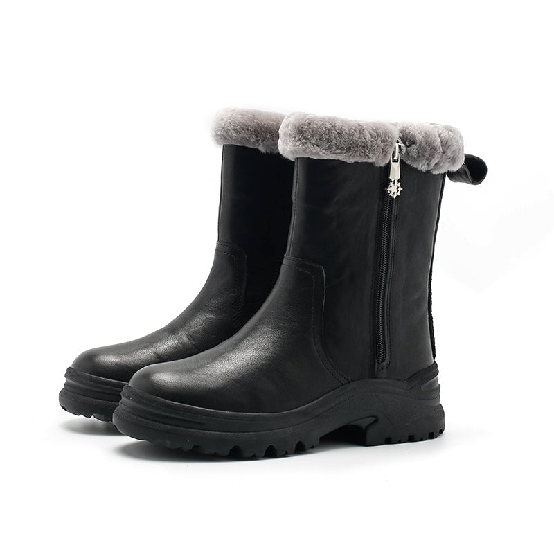 Botas cortas de enano para la nieve con forro de piel de oveja para el frío invierno