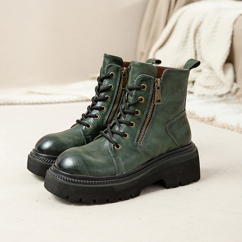 60mm Platform Boots Lace up Martin Boots Big Toe Combat Boots