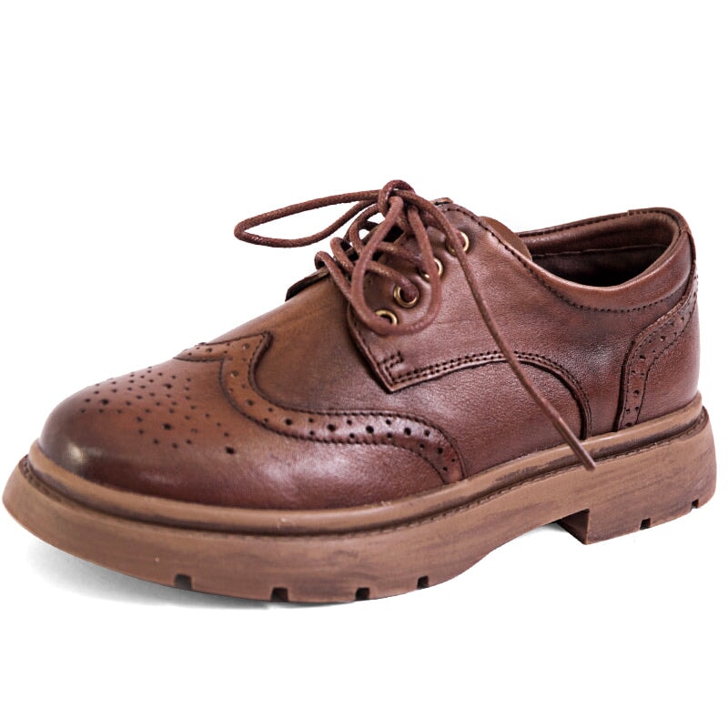 Zapatos Oxford con punta de ala, auténticos brogues con cordones