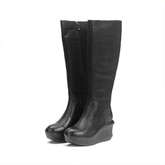 Botas de cuña hasta la rodilla de 83 mm de diseñador para invierno