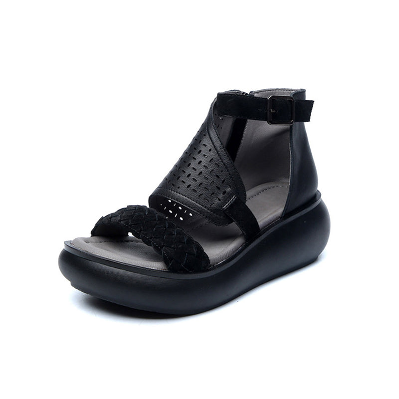 High-Quality Calf Sandals Side Zipper Pumps Platform High Heels Yellowish/Coffee