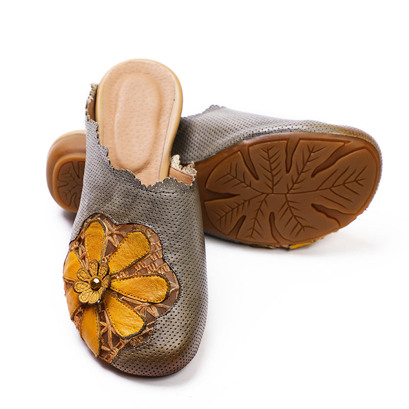 Retro Slippers with Flowers