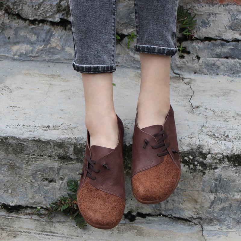 Nubuck Loafers Casual Slip On Shoes Flats Brown