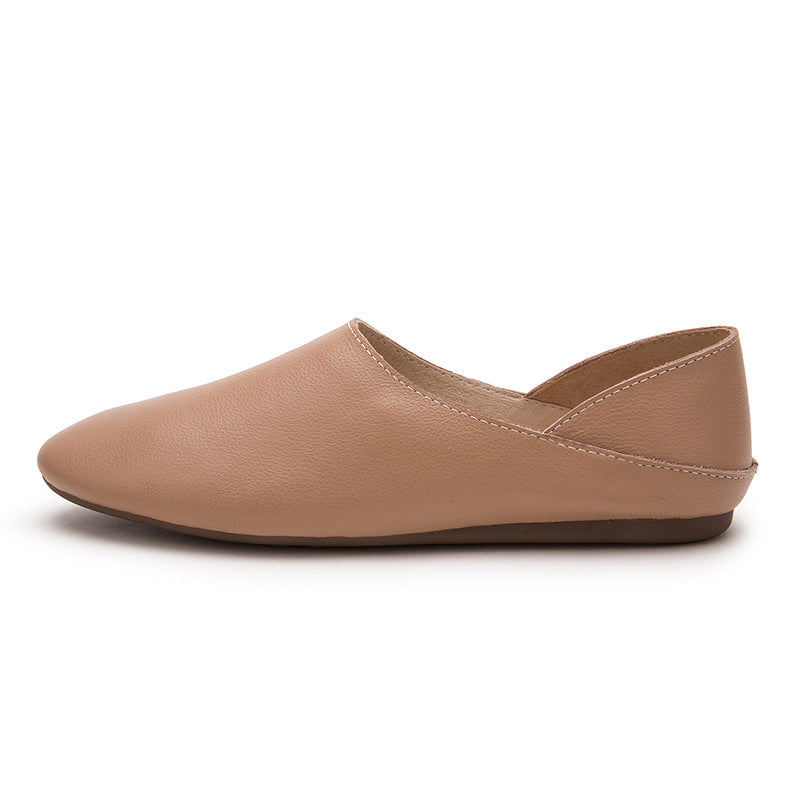 Concise Style's Loafers Casual Slip-On Flat Ankle Shoes Apricot/Light brown/Grey/Off white/Pink/Black