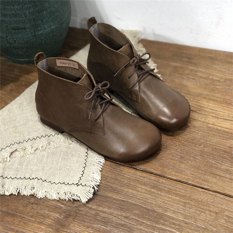 Brush-Off Martin Boots Lace-Up Soft Ankle Booties Casual Work Combat Boots Coffee/Brown/Black