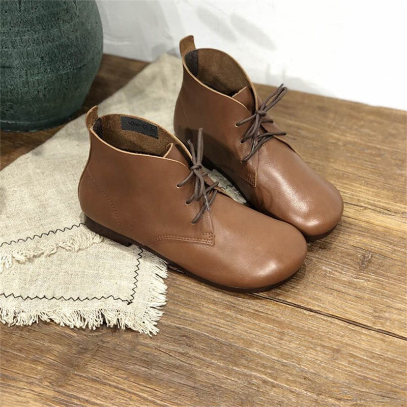 Brush-Off Martin Boots Lace-Up Soft Ankle Booties Casual Work Combat Boots Coffee/Brown/Black