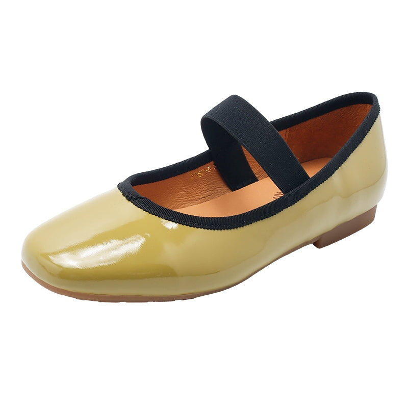 Handmade Patent Mary Jane Flats Round Toe Mori Style