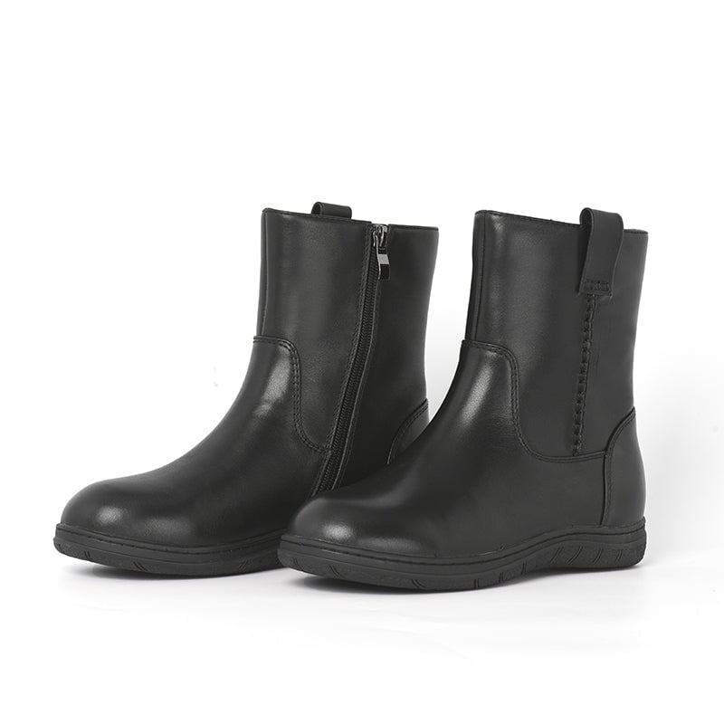 Botas cortas suaves retro para invierno con forro de felpa corto negro/caqui