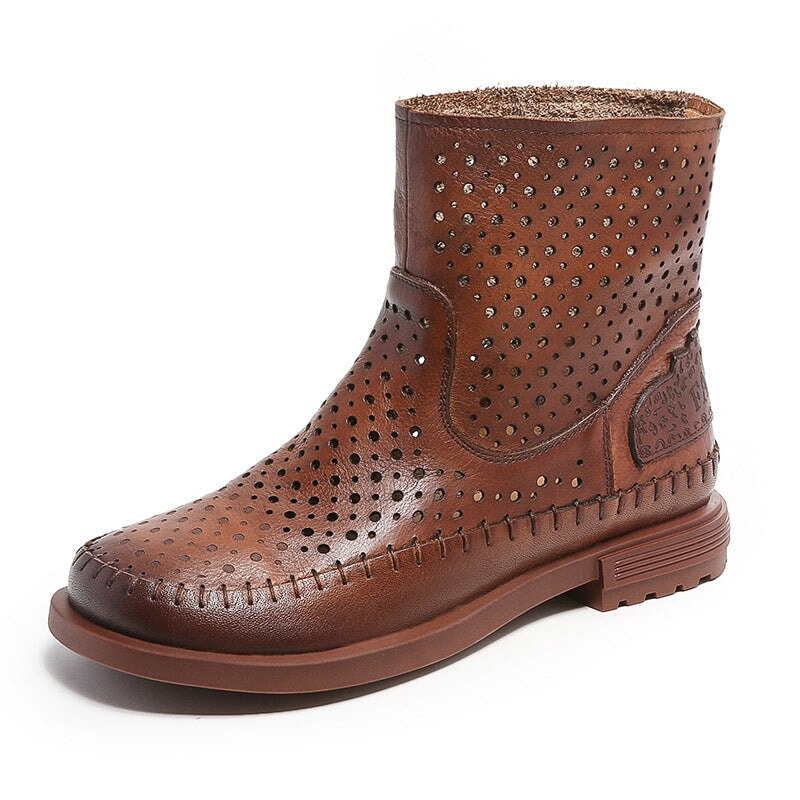 Cut Out Summer Boots Breathable Perforated Short Boots