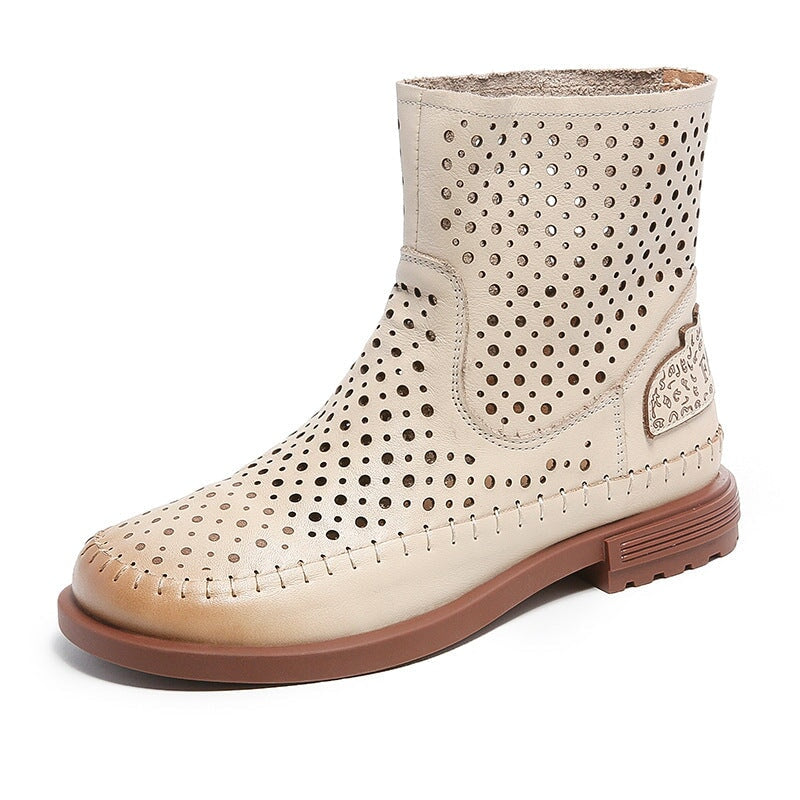 Cut Out Summer Boots Breathable Perforated Short Boots