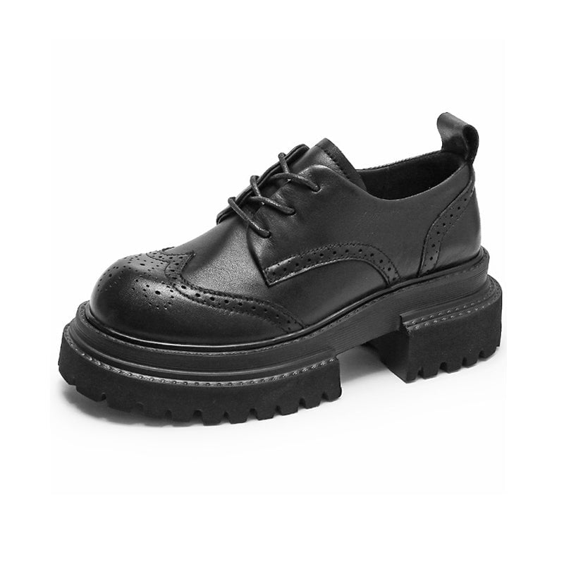 60mm Platform Brogue Oxfords Chunky Wingtip Lace Up Shoes