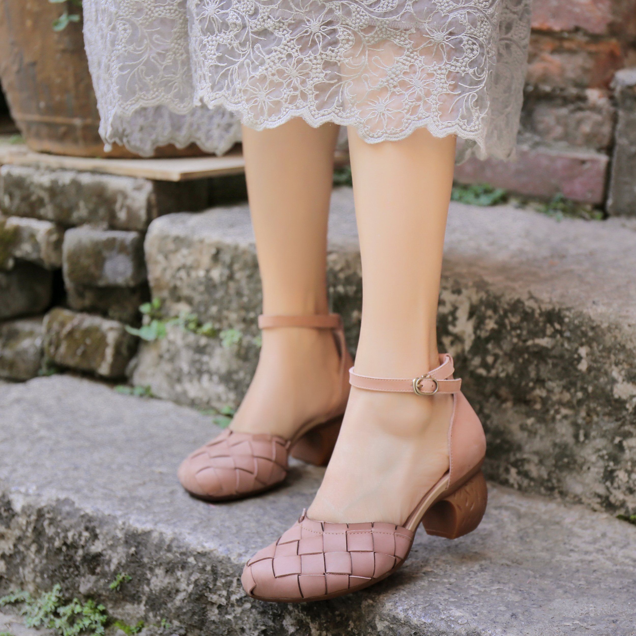 Zapatos de tacón alto y gruesos, elegantes, de piel de vaca, sandalias Mary Jane, color gris, café y rosa.