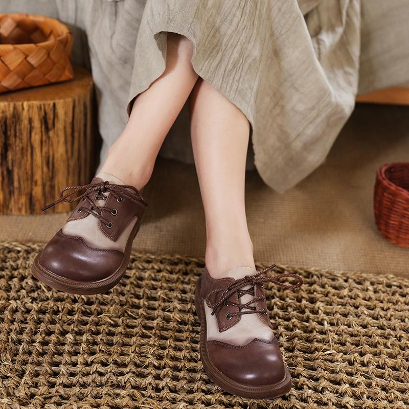 Designer Shoes Oxford Lace Up Shoes Color Block Retro