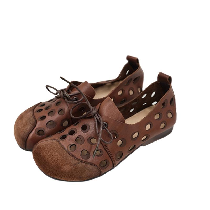 Handmades Soft Genuine Sandals Lace Up Brown