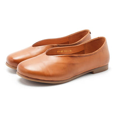 Handmade Genuine Slip Ons Breathable Flats Loafers Black/Beige/Apricot/Brown