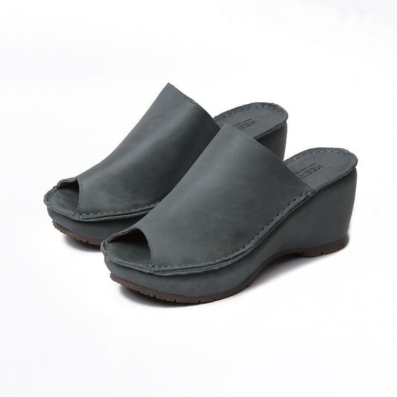 Sandals Peep Toe Platform Slingbacks Wedges Black/Yellow/Green/Grey