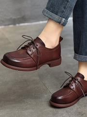 British Style Round Toe Lace-up Flat Shoes