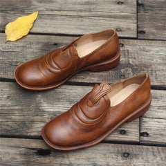 Handmade Brown Shoes Retro Loafers Work Shoes Slip On Shoes