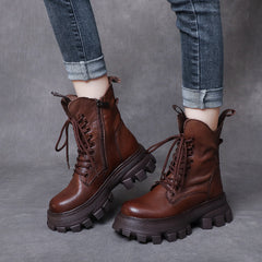 Casual Splicing Leather Thick-Soled Martin Boots