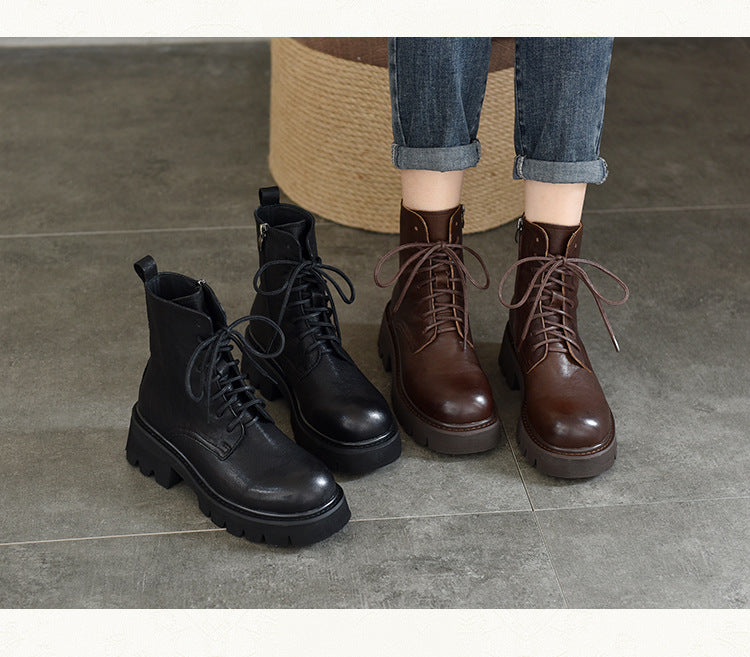 Vintage Leather Lace-Up Martin Boots