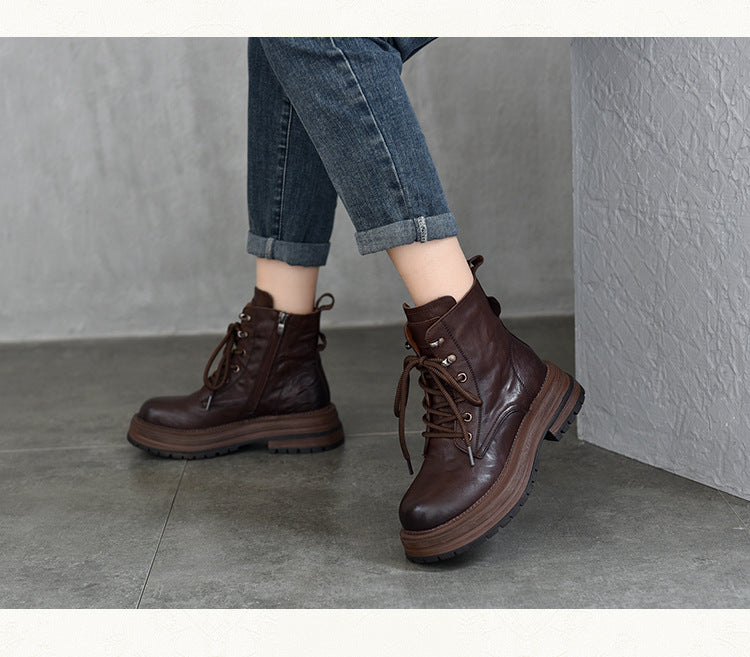 Vintage Leather Lace-Up Martin Boots