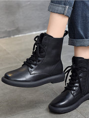 Retro Soft Leather Lace-up High Top Martin Boots