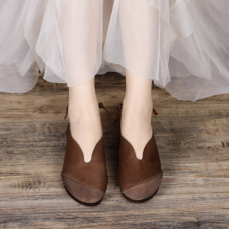 Handmade Retro Soft Loafers Designers Flats Khaki/Coffee/Brown