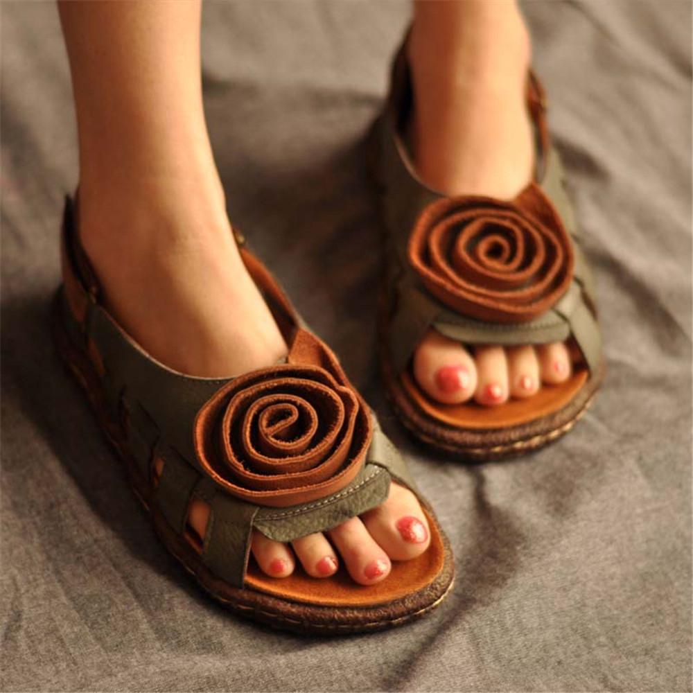 Sandalias planas huecas para mujer con