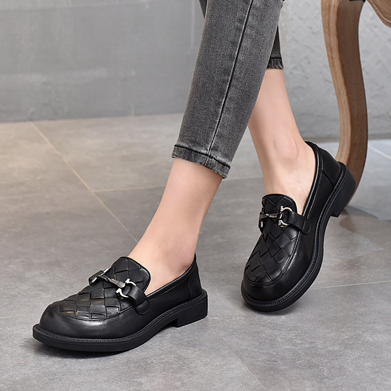 Handmade Weaves Genuine Loafers Black/Brown