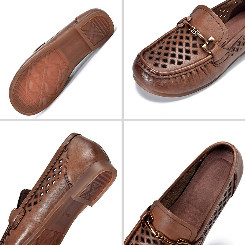 Handmade Soft Loafers with Metal Buckle Details