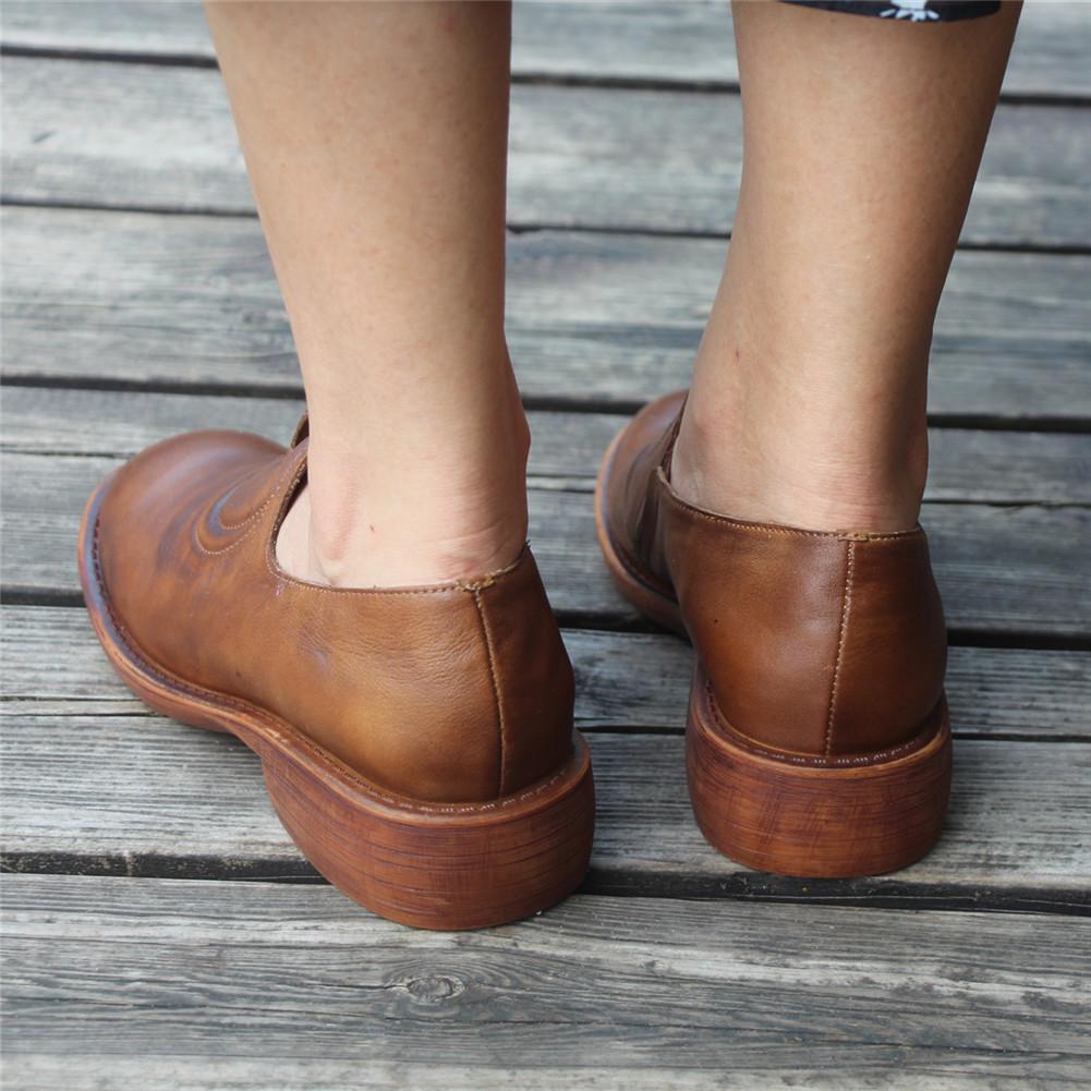 Handmade Brown Shoes Retro Loafers Work Shoes Slip On Shoes