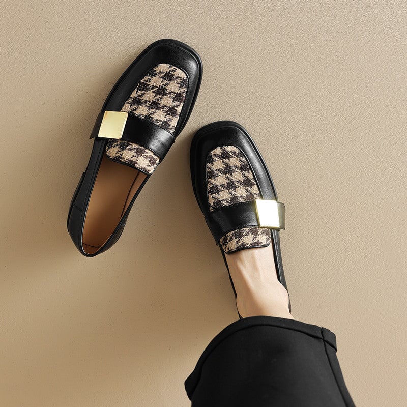 Soft Loafers with Metal Color Blocking