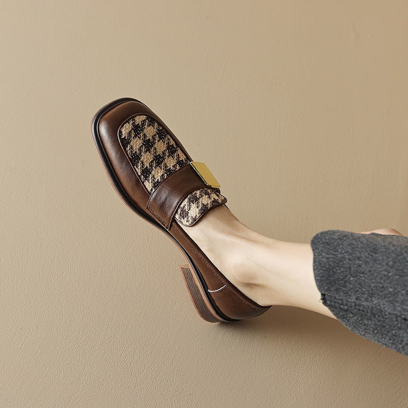 Soft Loafers with Metal Color Blocking