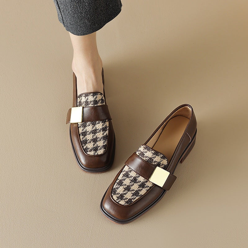 Soft Loafers with Metal Color Blocking