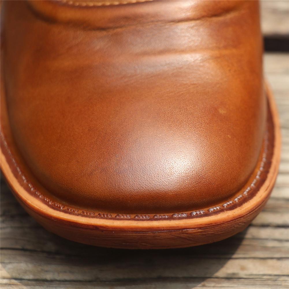 Handmade Brown Shoes Retro Loafers Work Shoes Slip On Shoes