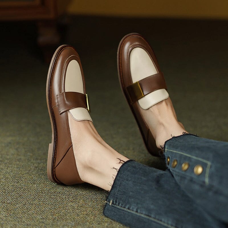 Soft Loafers with Metal Color Blocking